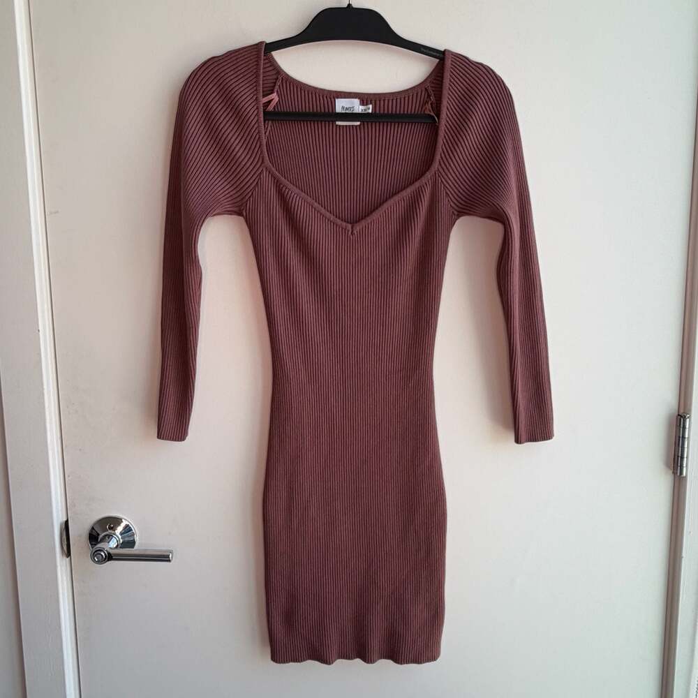 Princess Polly Ribbed Long Sleeve Mini Dress Size XS/S